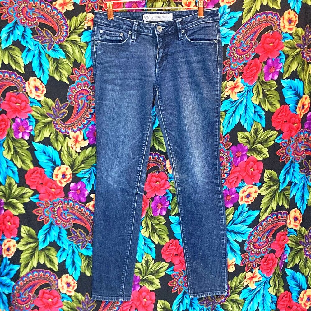 WOMEN'S BULLHEAD JEANS EXTREME SKINNY SIZE 7 DENIM BLUE JEAN PANTS LOW RISE